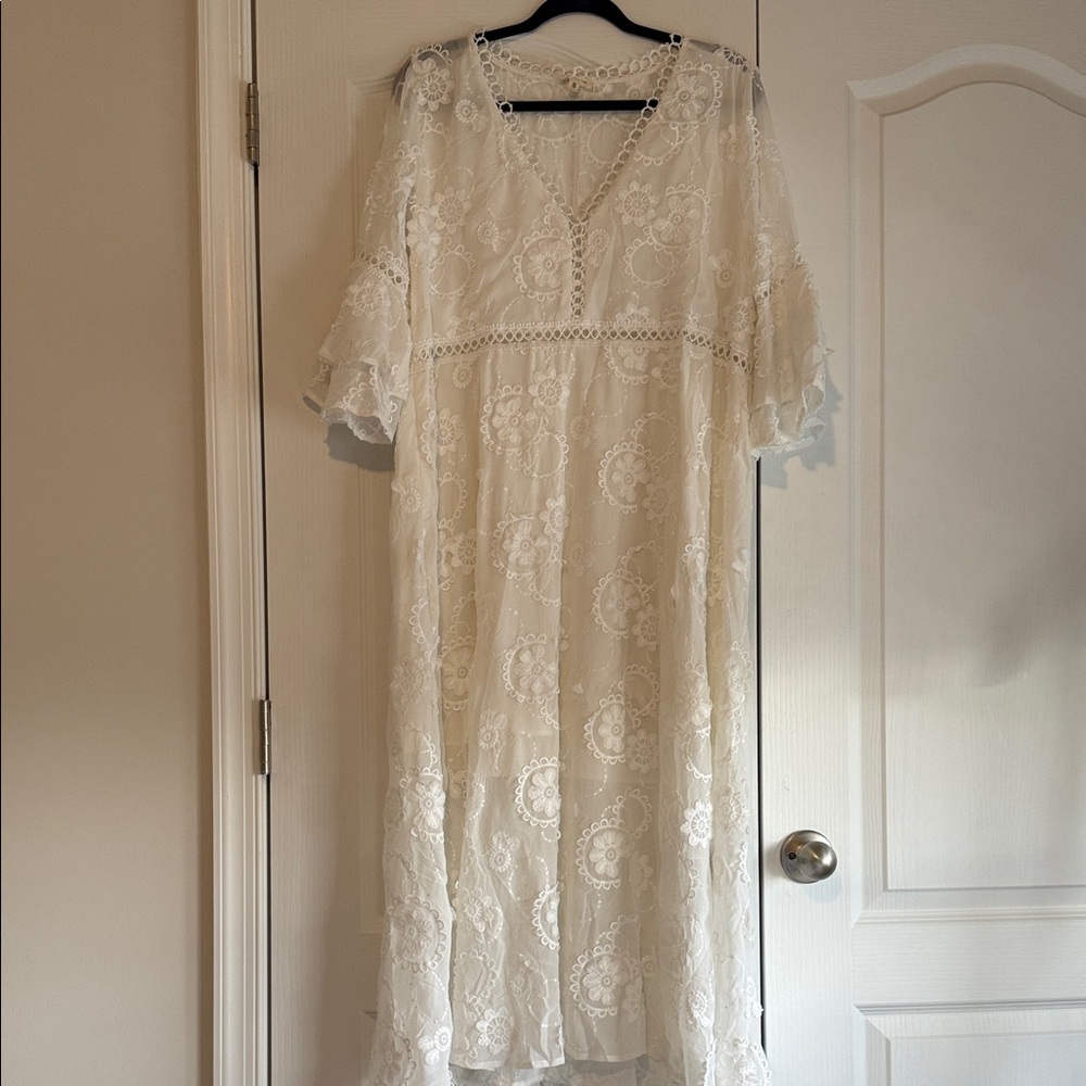 POL Ivory Lace Dress with Elegant Patterns NWOT